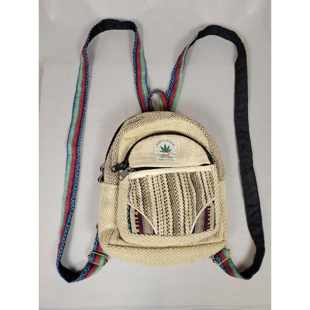 Small Hemp Backpack Purse Eco Friendly Bag from Nepal Chevron Aztec Hippie Boho
